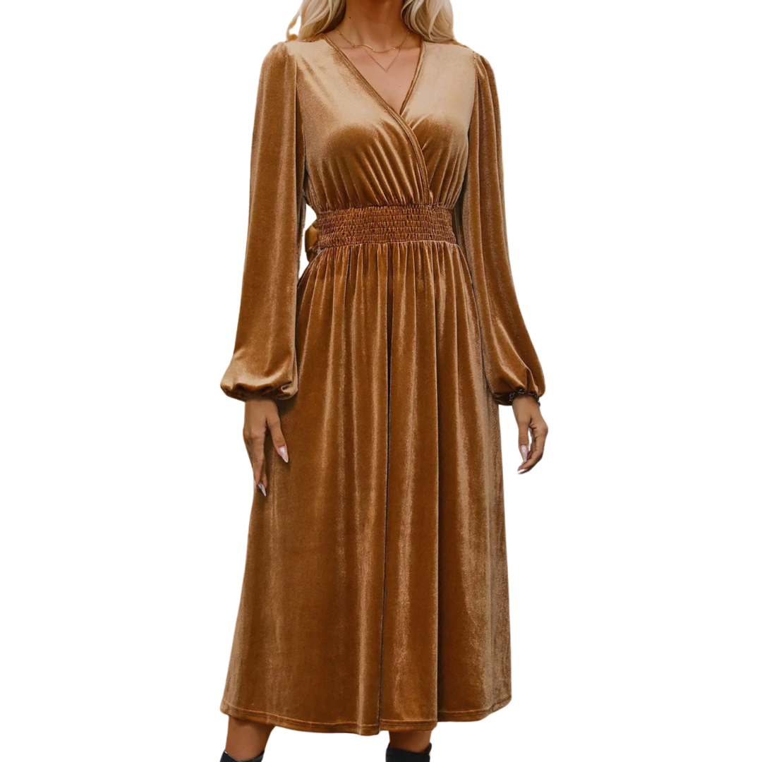 Caramel Velvet Midi Dress M Caramel Velvet Midi Dress M