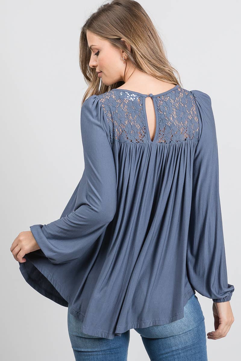 Dusty Blue Long Sleeve Blouse