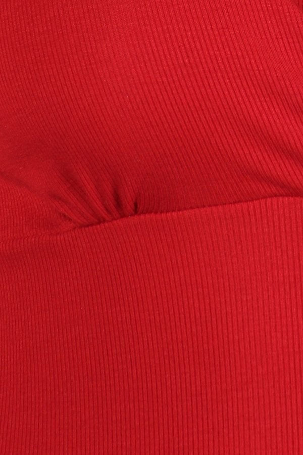 Long Sleeve Bodycon Dress - Red