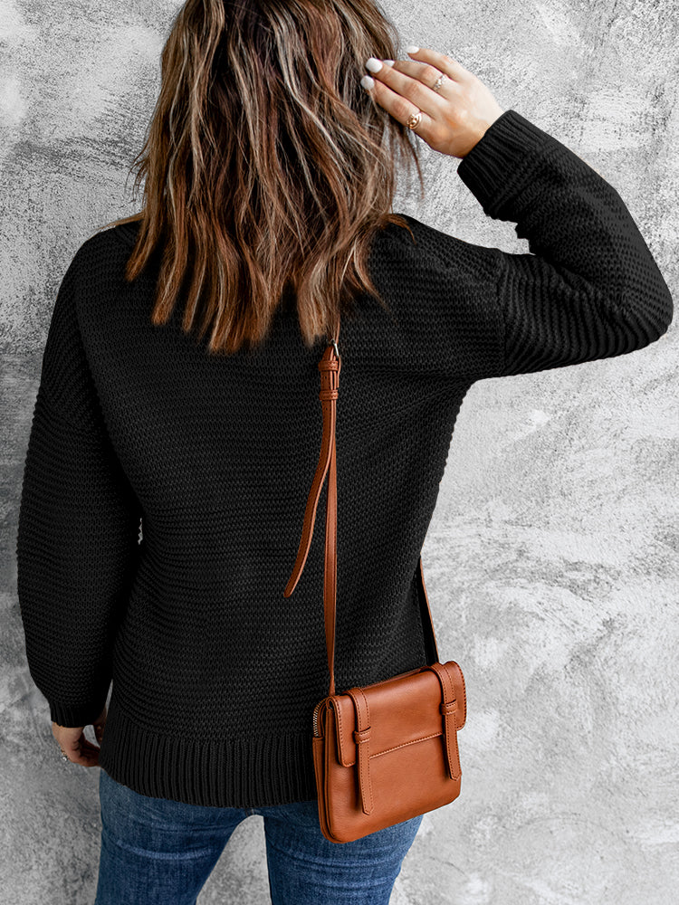 Black Cozy Long Sleeve Turtleneck Sweater