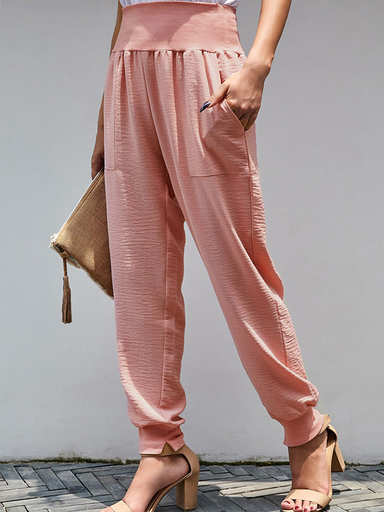 Pink Pocketed Casual Joggers
