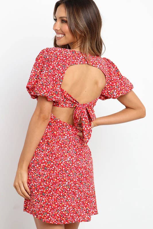 Floral Tie-Back Mini Dress