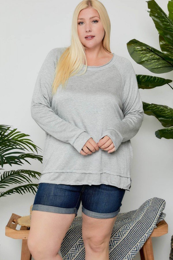 Solid Brushed Boat Neck Top (2colors)- Plus Size