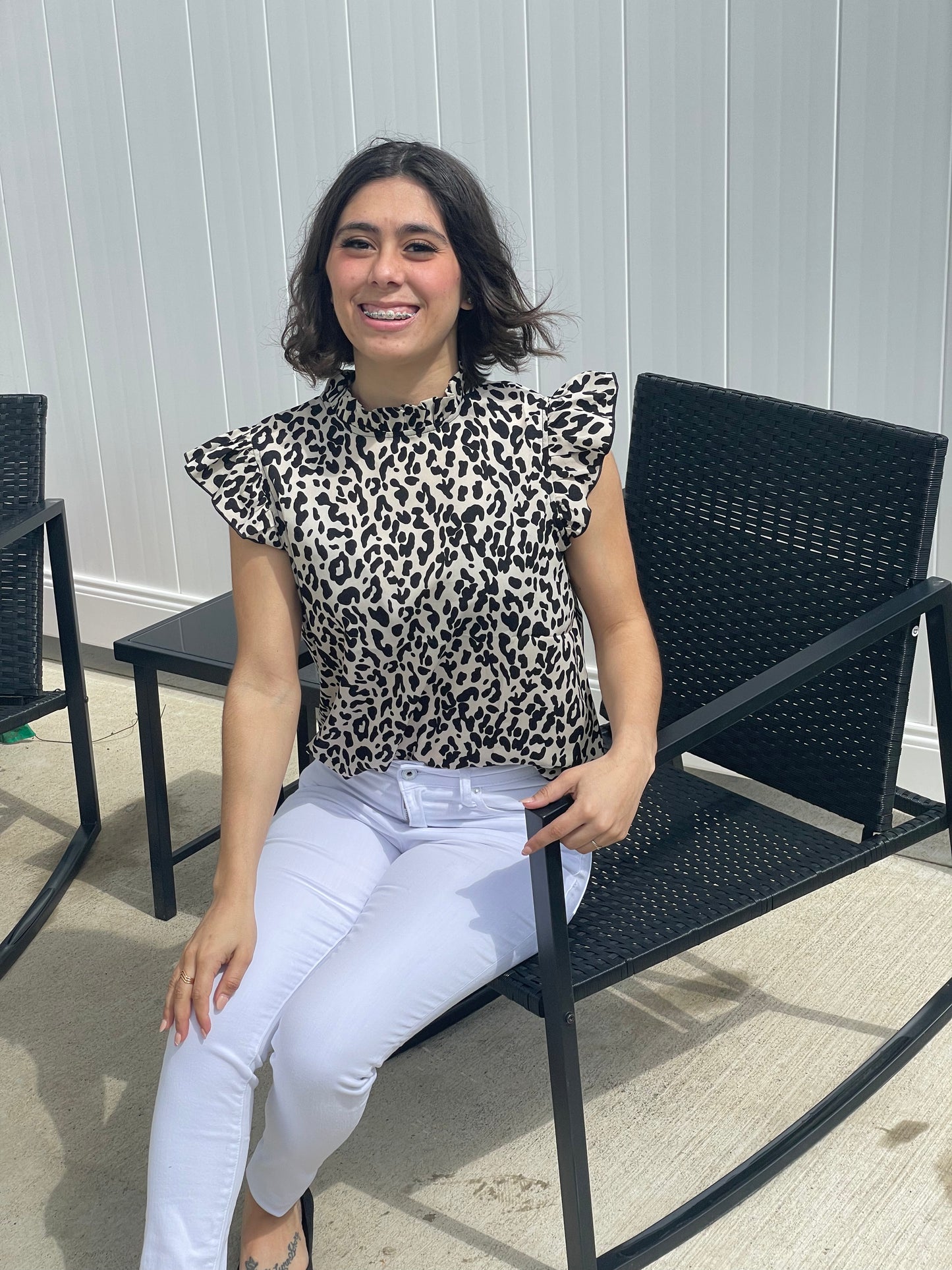 Leopard Print Ruffle Top