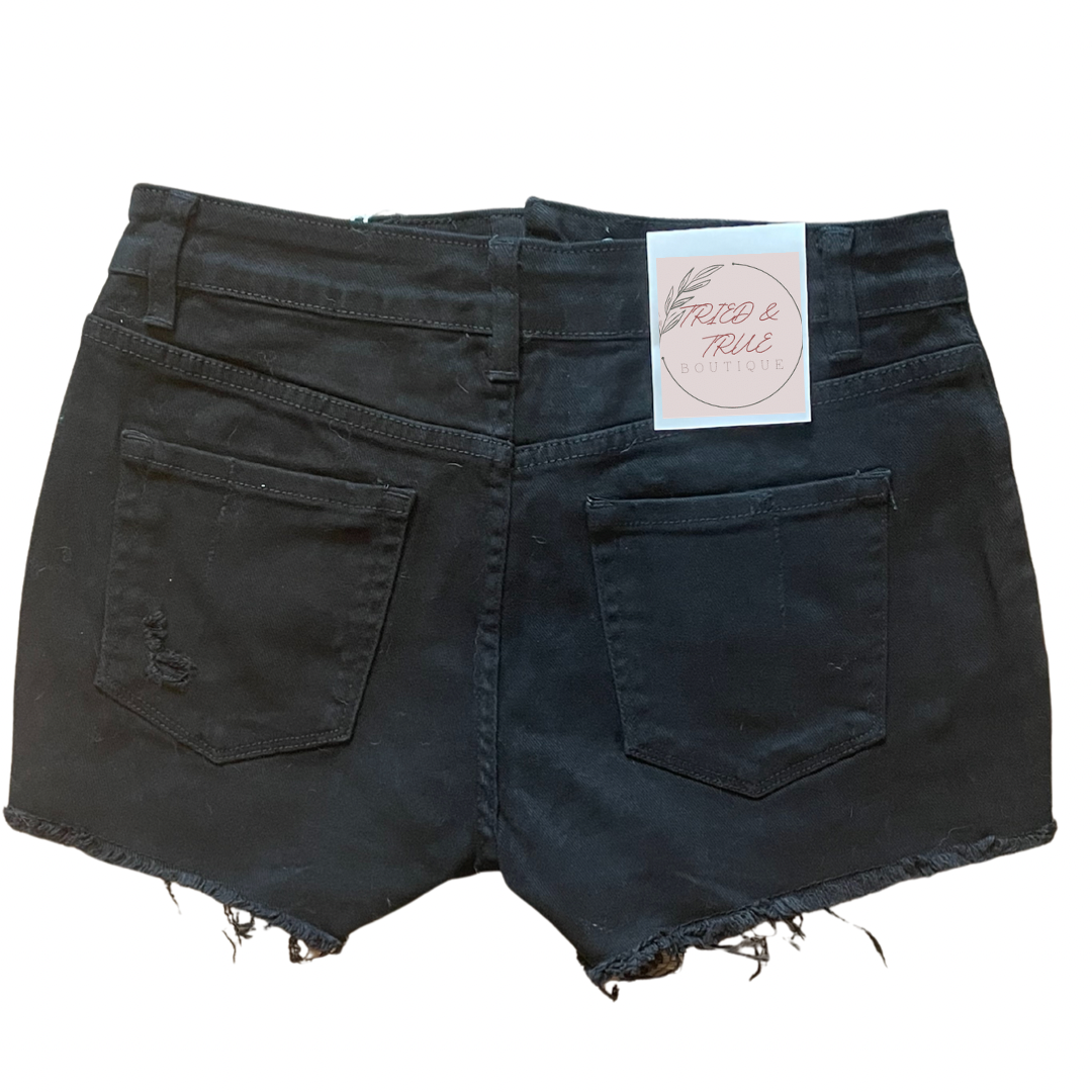 High Rise Raw Hem Shorts
