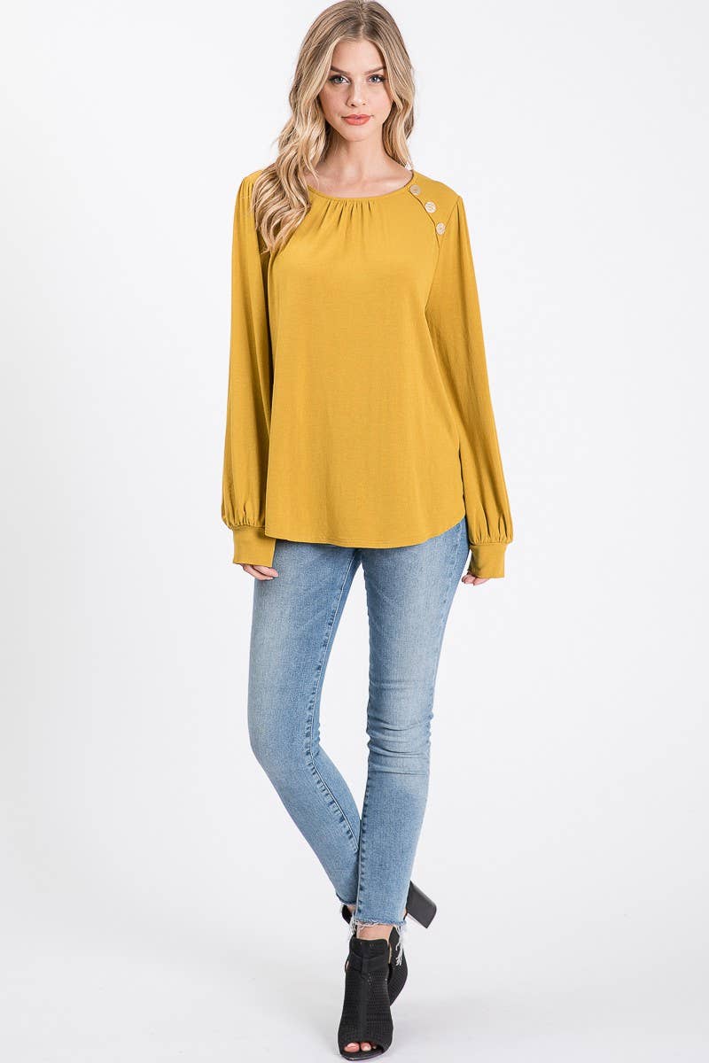 Mustard Blouse with Button Detail