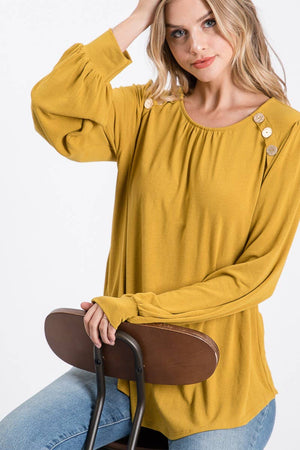 Mustard Blouse with Button Detail