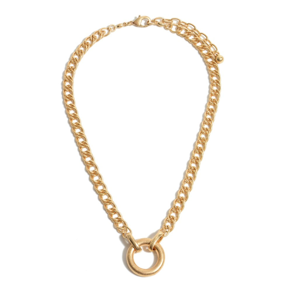 Chain Link Ring Pendant Necklace