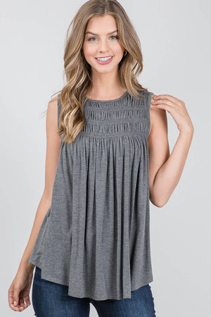 Sleeveless Solid Flair Top