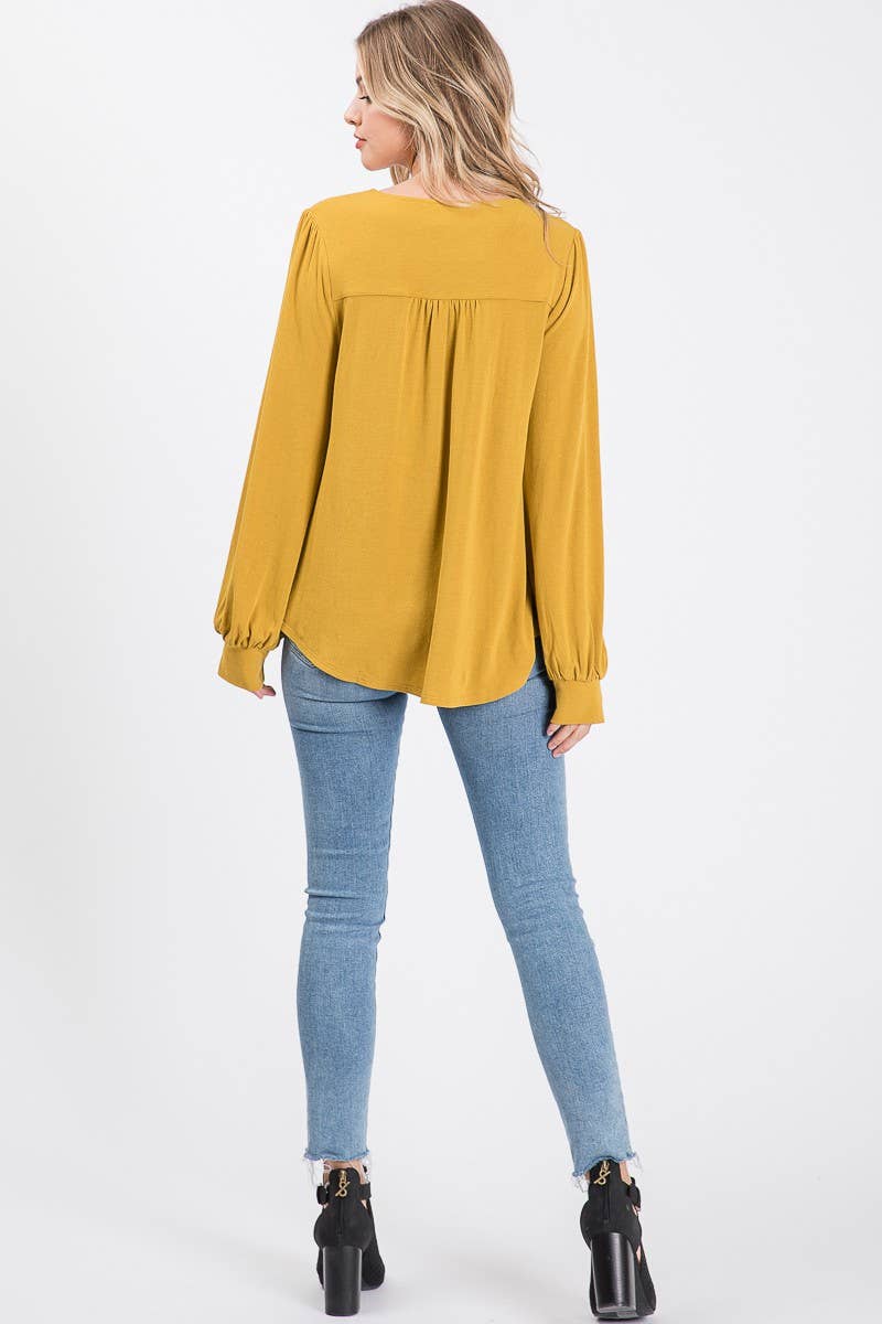 Mustard Blouse with Button Detail