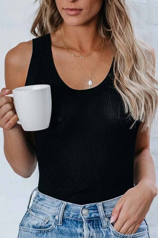 Black Ribbed Tank Top