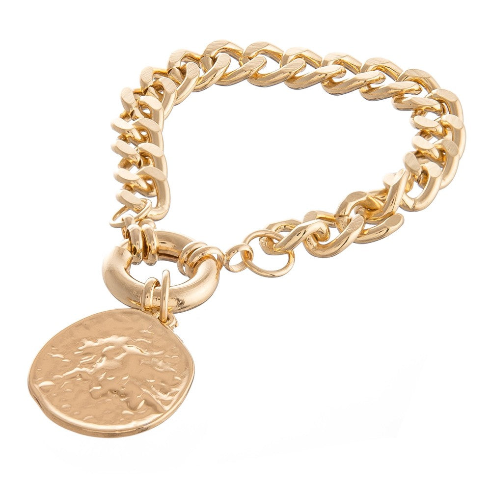 Curb Chain Link Coin Bracelet