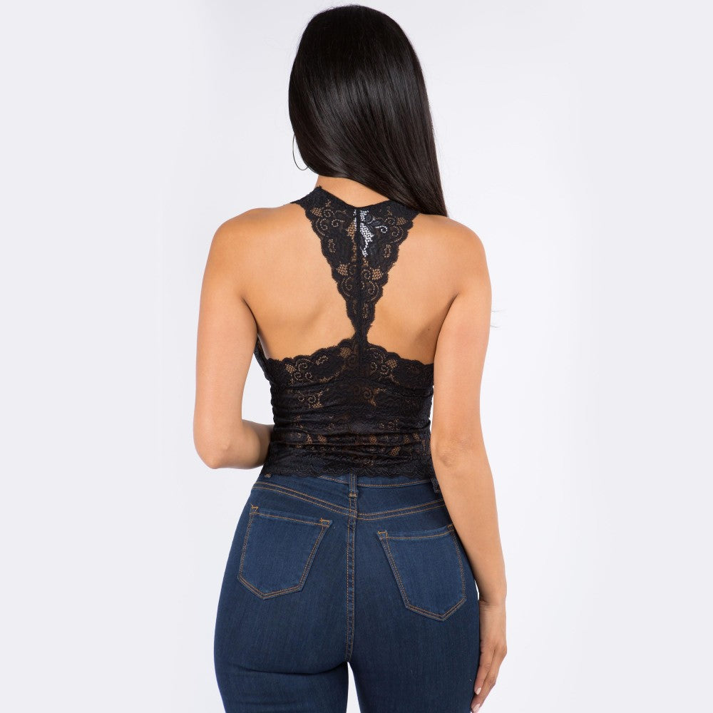 Women's Padded Lace Crop Bralette