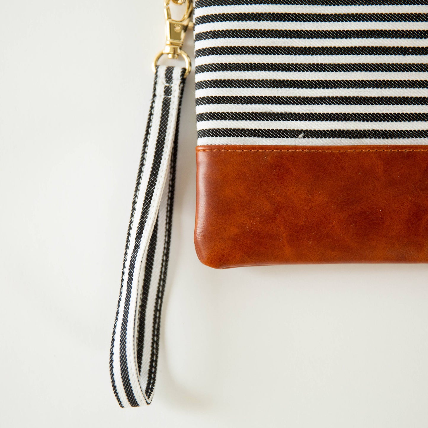 Black and White Striped Wristlet