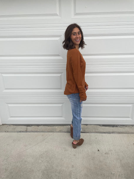 Orange Waffle Knit Sweater