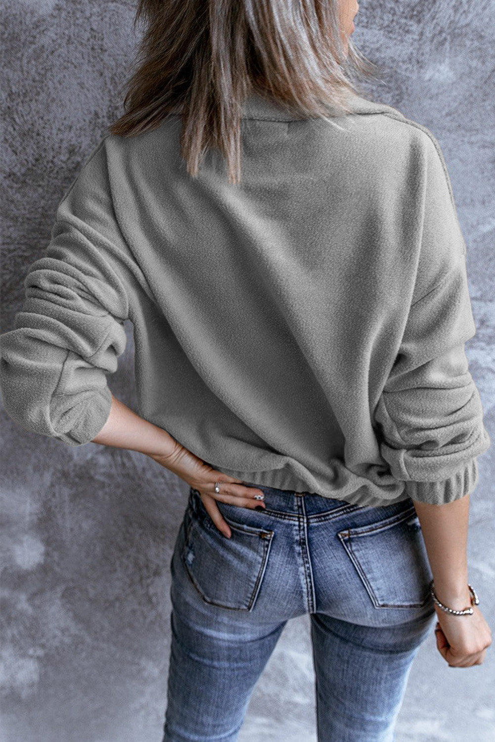 Gray Zipper Neck Sweatshirt