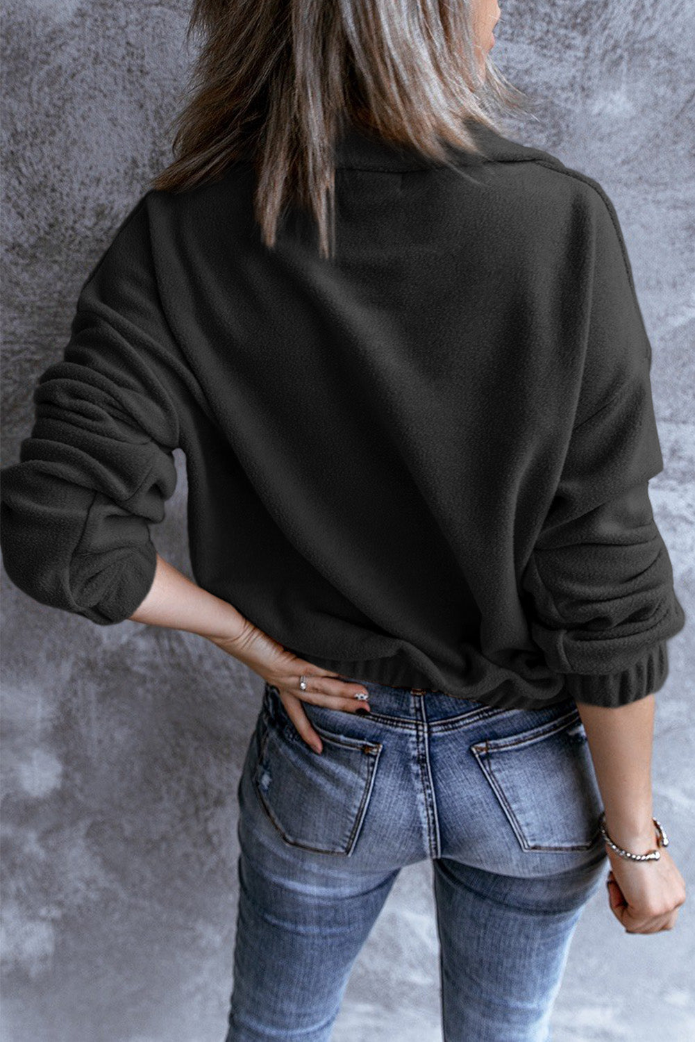 Black Zipper Neck Sweatshirt