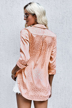 Pink Leopard Button Up Blouse