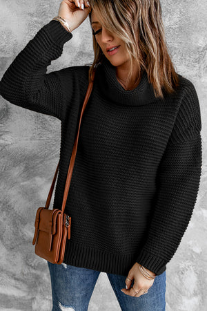 Black Cozy Long Sleeve Turtleneck Sweater