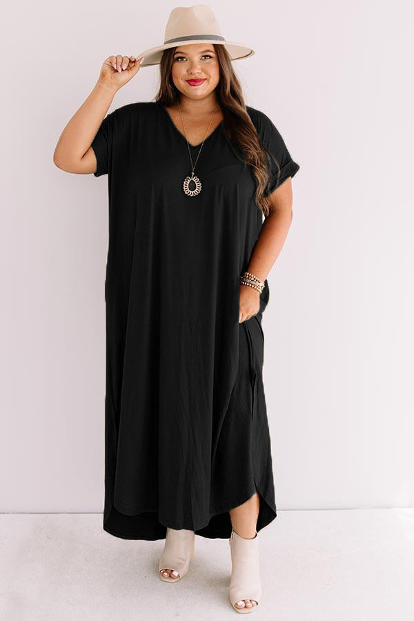 Short Sleeve Maxi Dress with Slits - Plus Size