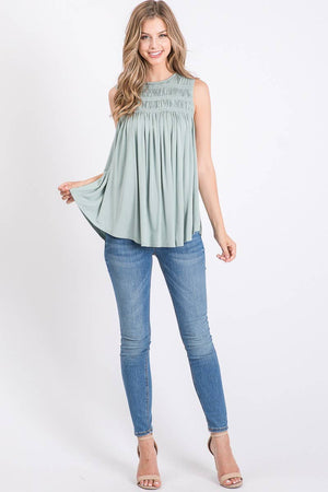 Sleeveless Solid Flair Top