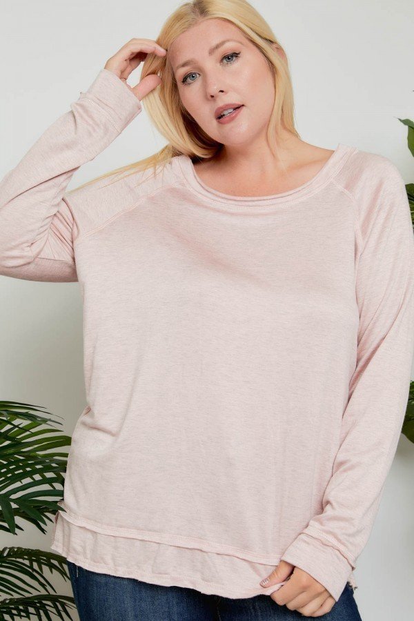 Solid Brushed Boat Neck Top (2colors)- Plus Size