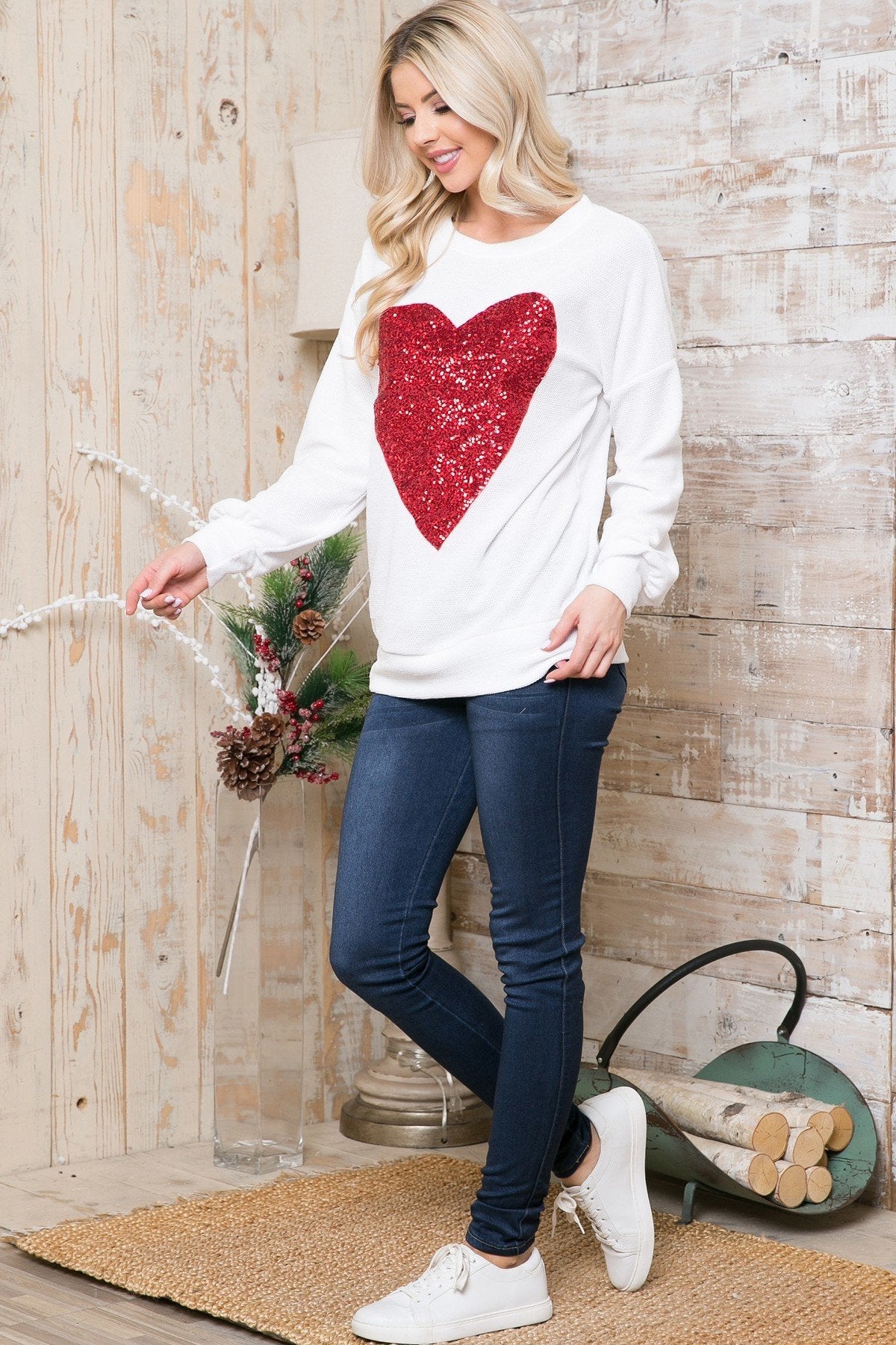 Long Sleeve Shirt with Over-sized Heart