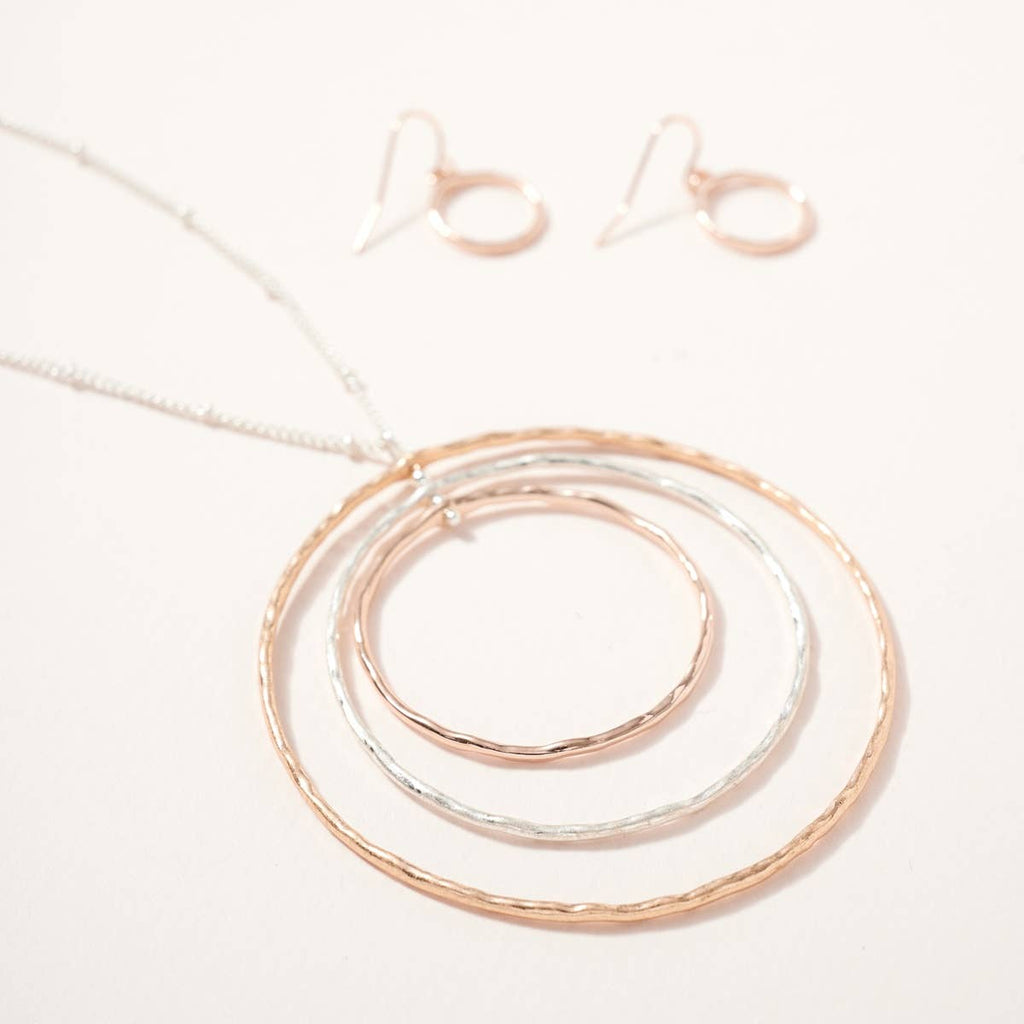 Layered Circle Necklace + Earrings