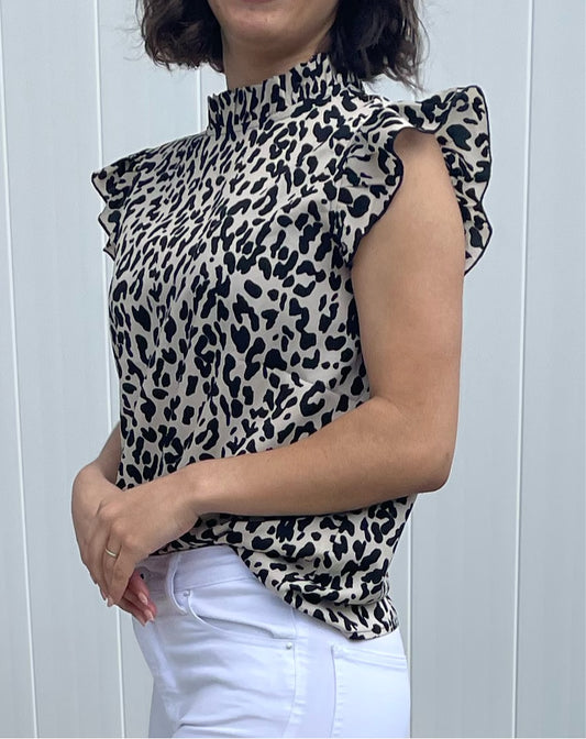 Leopard Print Ruffle Top