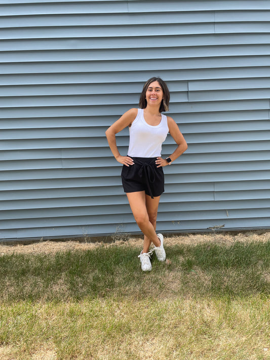 White Ribbed Tank Top