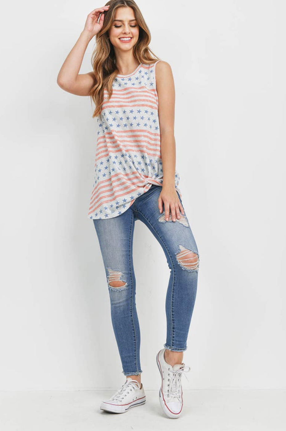 Twist Front USA Tank Top