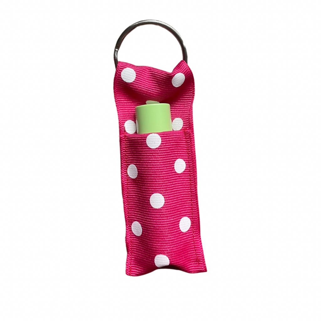Lip Balm Holder- Pink Dots Key Chain